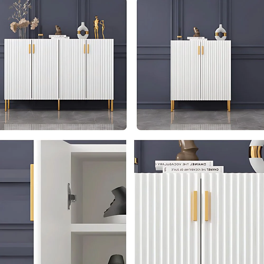 Aparador Glam de madera artificial con puerta para salón y cocina Gris Clearhalo