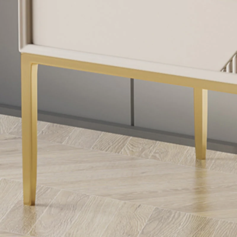 Aparador Glam de piedra sinterizada blanca Credenza de 3 cajones con patas de metal Clearhalo