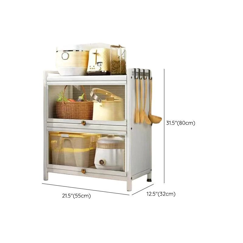 Aparador Glam Style Aparador de cocina de acero blanco sin luces LED Clearhalo