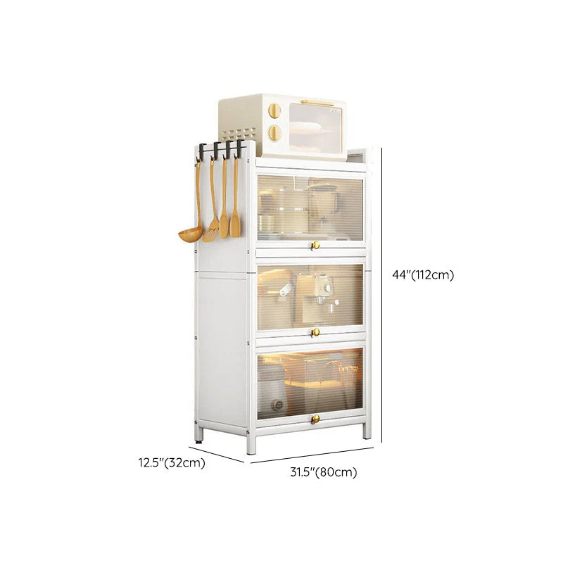 Aparador Glam Style Aparador de cocina de acero blanco sin luces LED Clearhalo