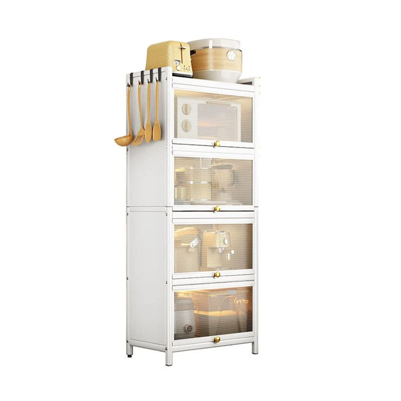 Aparador Glam Style Aparador de cocina de acero blanco sin luces LED Clearhalo