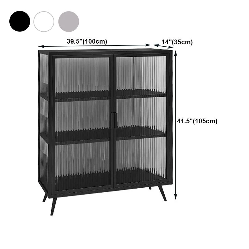 Aparador de hierro con puerta de cristal, mueble moderno para servidor con almacenamiento para cocina, comedor Negro Clear...