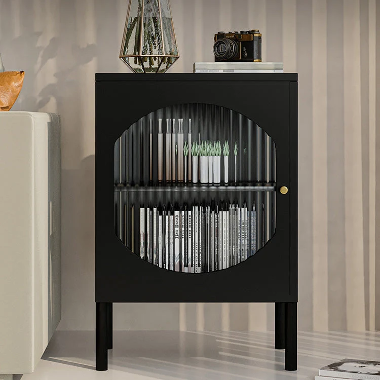 Aparador de hierro con puerta de cristal, mueble moderno para servidor con almacenamiento para sala de estar y comedor Neg...