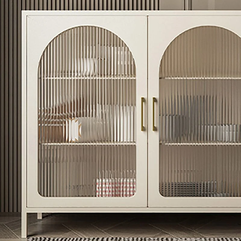 Aparador de hierro para sala de estar, mueble moderno para servidor con puerta de cristal y almacenamiento Blanco Clearhalo