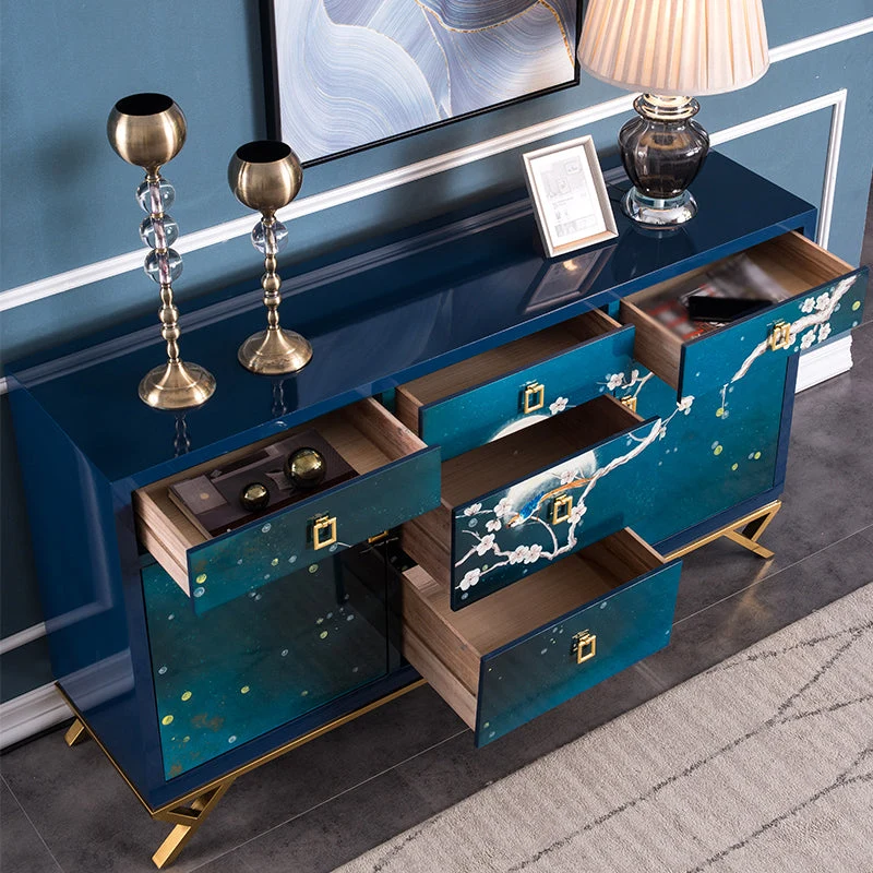 Aparador de madera de abedul Glam, estanterí ajustable, credenza con cajón para sala de estar Marron Clearhalo