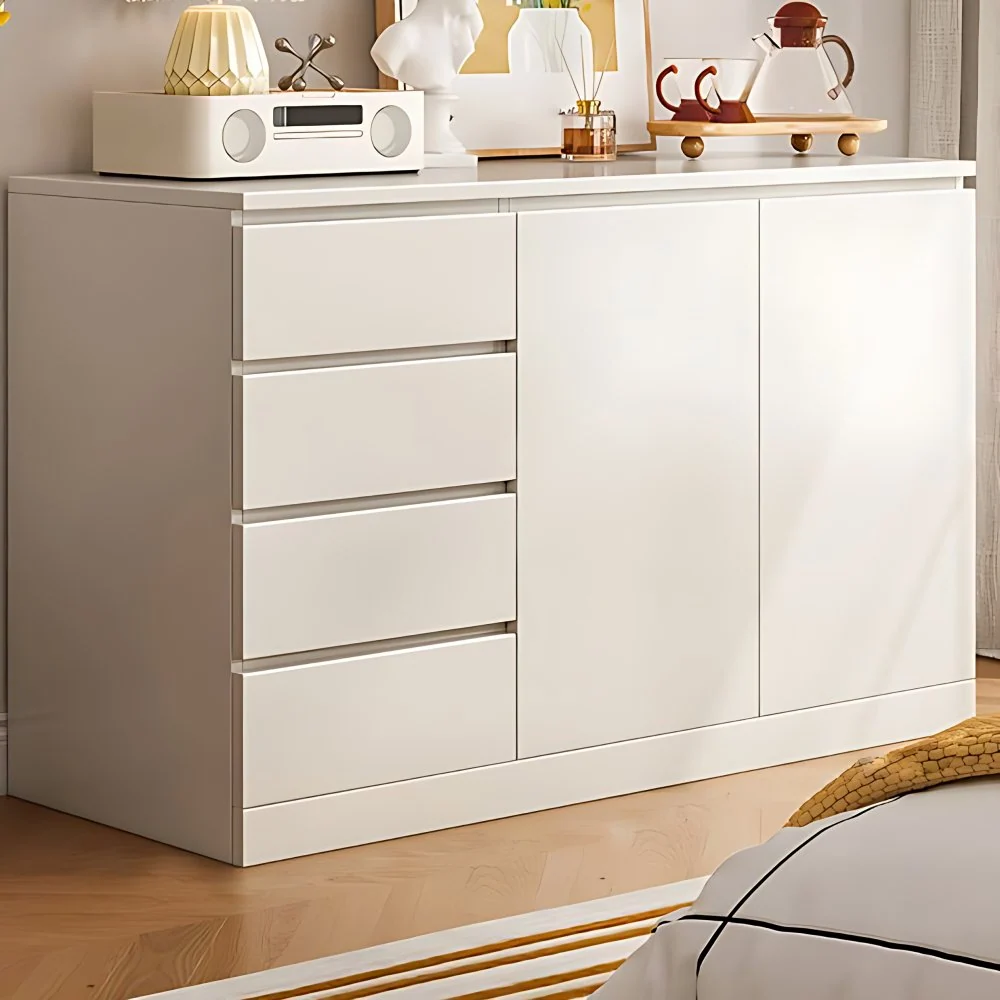 Aparador de madera artificial Aparador de comedor moderno con cajones y almacenamiento Blanco Clearhalo