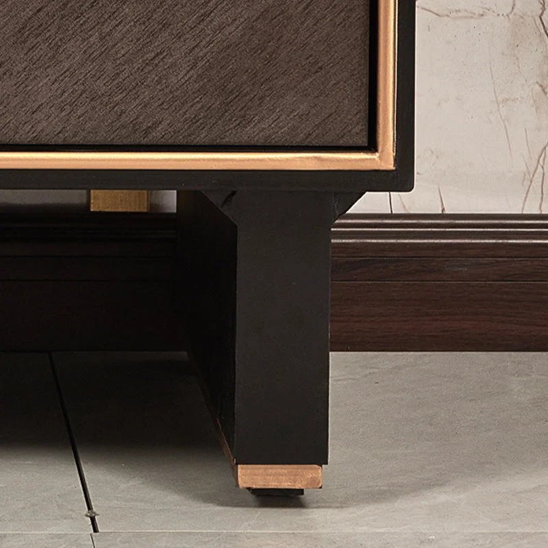 Aparador de madera de ingenierí con 2 puertas y patas de madera maciza Negro Clearhalo