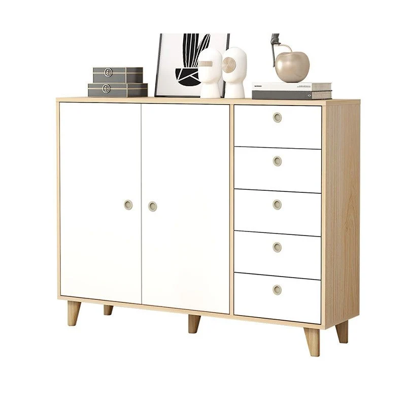 Aparador de madera de ingenierí con tablero lateral contemporáneo con patas de madera de roble para comedor Blanco Clearhalo
