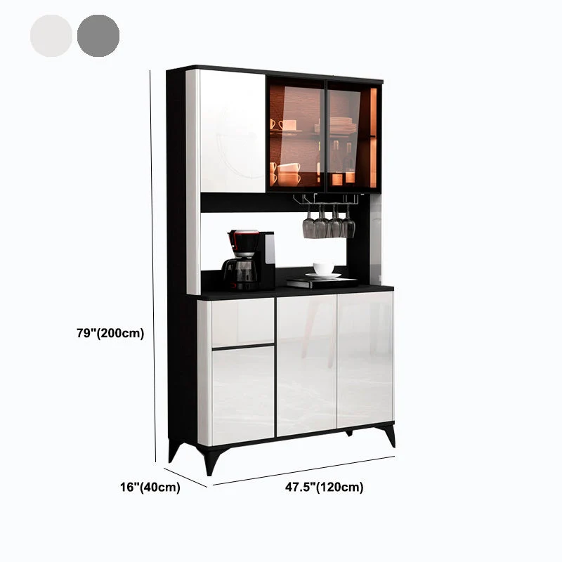 Aparador de madera de ingenierí con tablero lateral contemporáneo para cocina Blanco Clearhalo