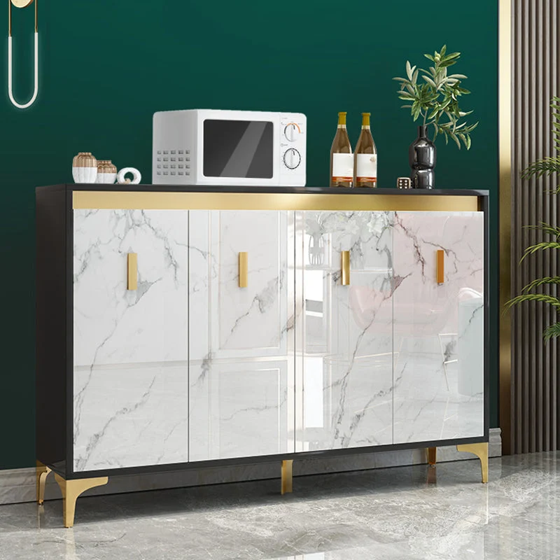 Aparador de madera de ingenierí Glam, aparador de cocina y comedor Negro Clearhalo