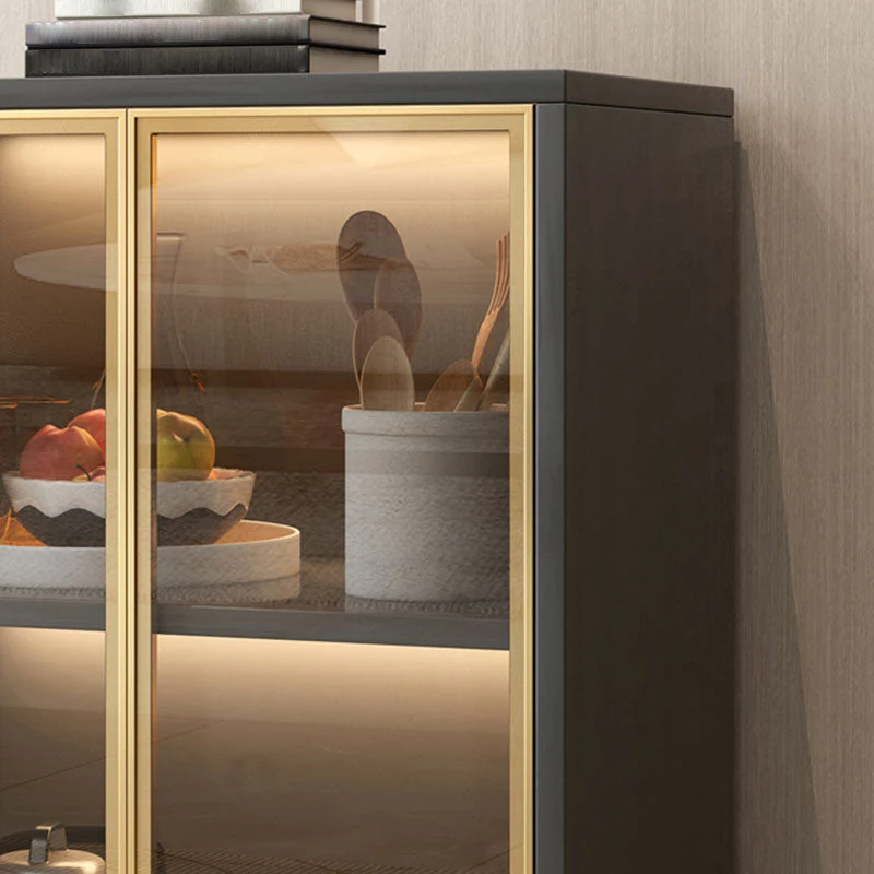 Aparador de madera de ingenierí Glam Side Board con puerta y cajón para comedor Gris Clearhalo