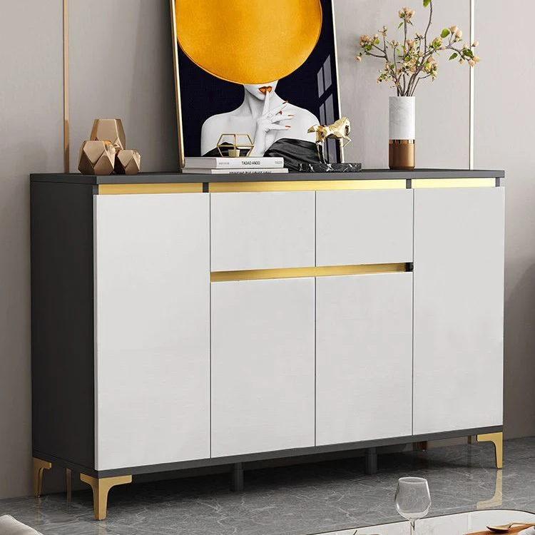 Aparador de madera de ingenierí moderno, servidor blanco con cajón para sala de estar Blanco Clearhalo