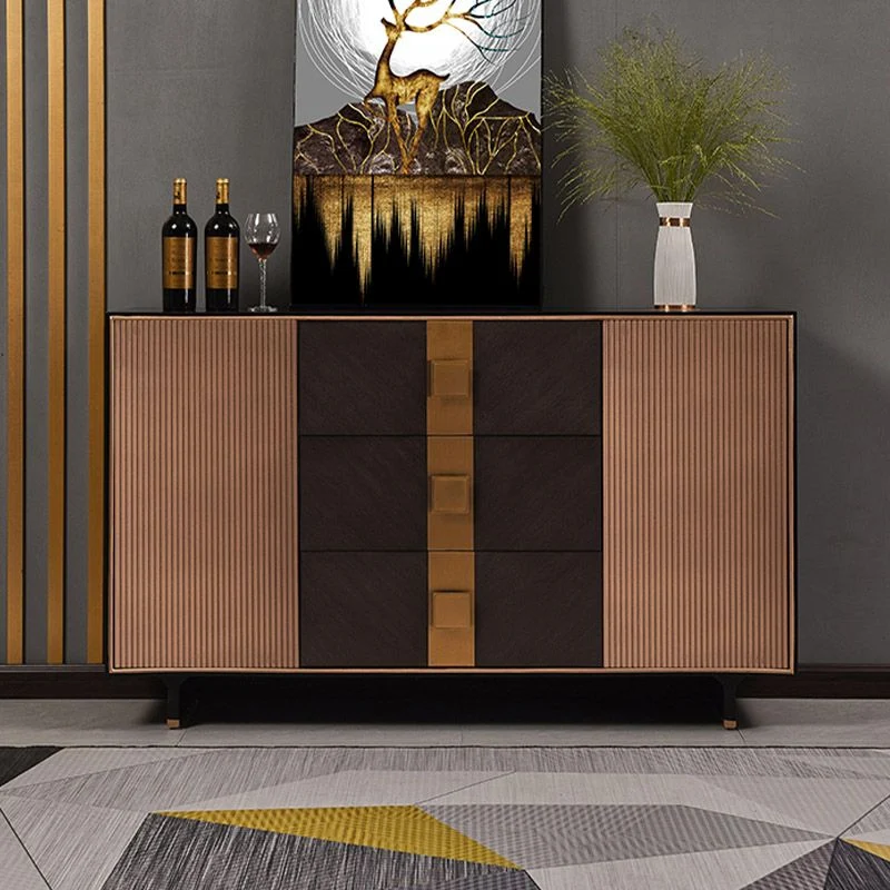 Aparador de madera maciza con cajones Servidor de comedor moderno Marron Clearhalo