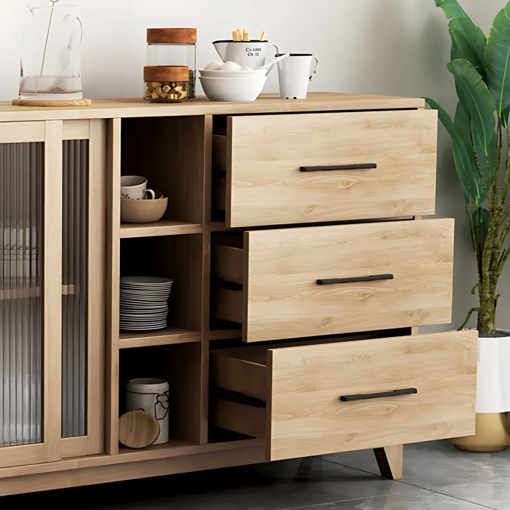 Aparador de madera rectangular Aparador de cocina moderno para comedor Naturales Clearhalo