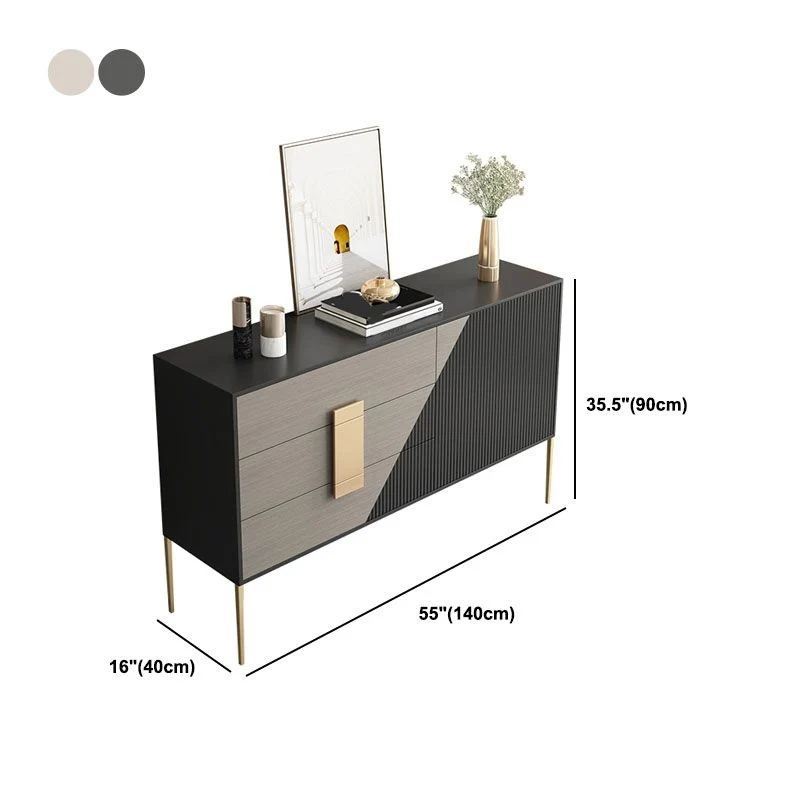Aparador de madera sintética con acabado pulido, buffet de comedor interior Glam con cajones Blanco Clearhalo