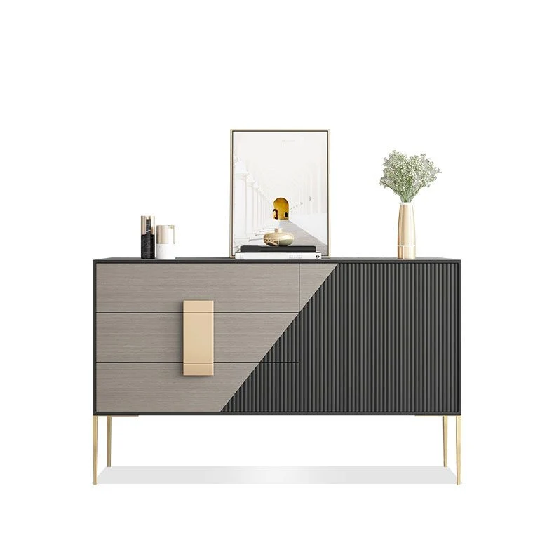 Aparador de madera sintética con acabado pulido, buffet de comedor interior Glam con cajones Blanco Clearhalo