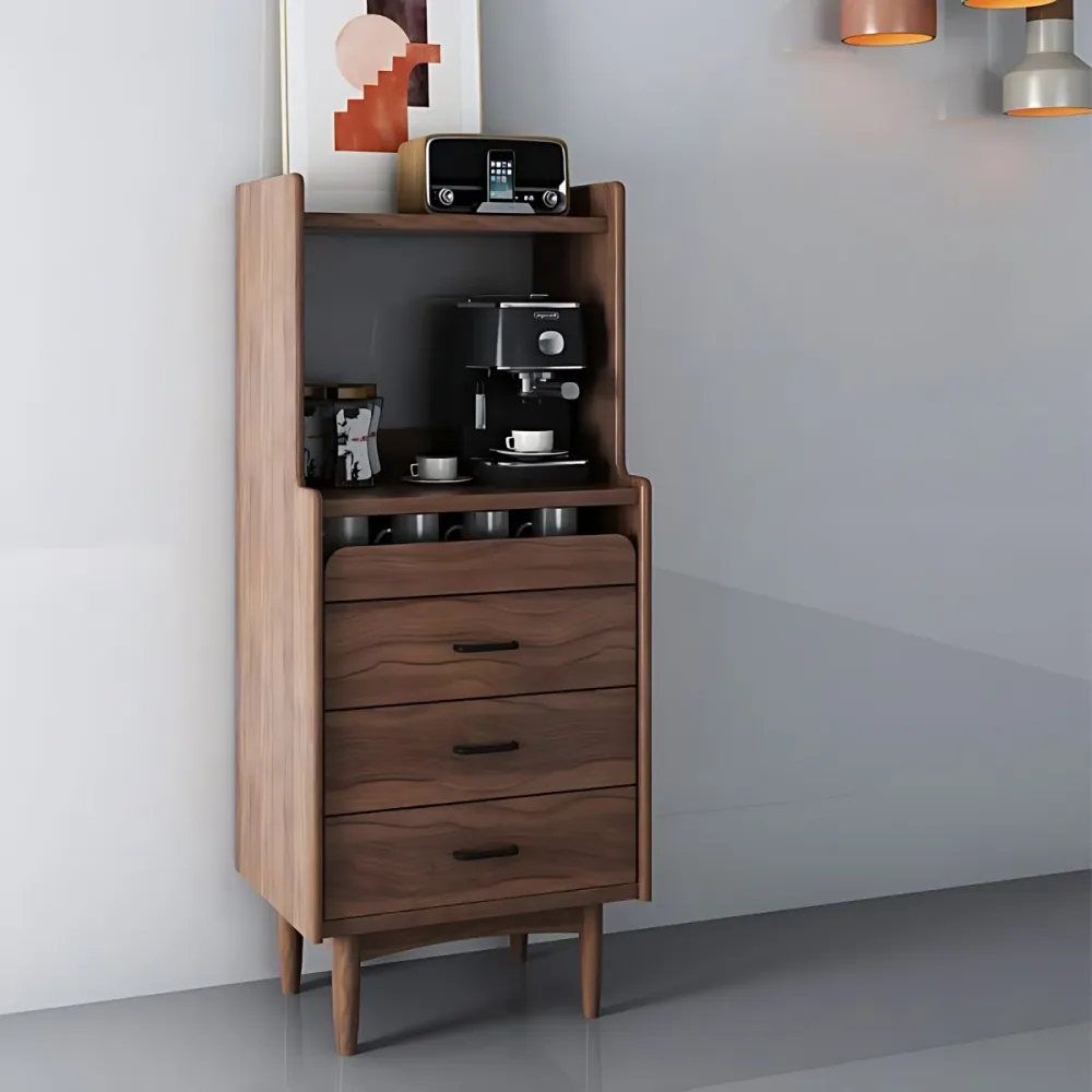 Aparador de madera, tablero lateral abierto minimalista moderno para el hogar con cajones Nuez Clearhalo