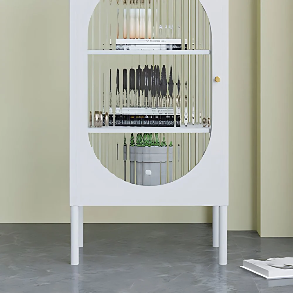 Aparador de metal de 19,5" de largo con puerta de cristal Servidor de comedor interior moderno con gabinete Negro Clearhalo