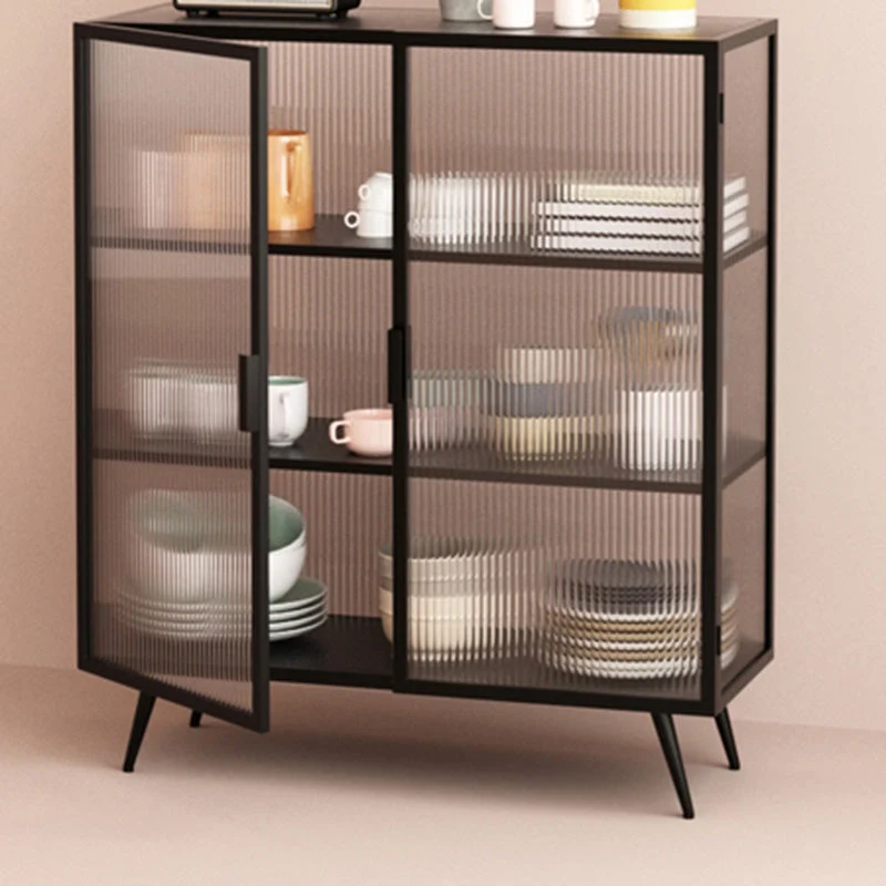 Aparador de metal Aparador rectangular casero minimalista moderno con puerta Gris Clearhalo