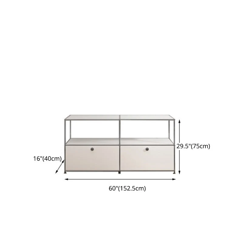 Aparador de metal de color blanco Aparador de comedor de estilo moderno para sala de estar Blanco Clearhalo