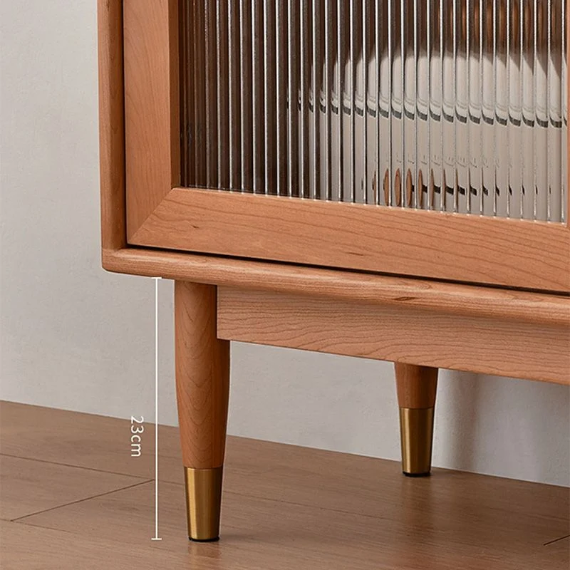 Aparador moderno de 15,7" de ancho, credenza de madera maciza con 3 cajones y puerta de cristal Nuez Clearhalo