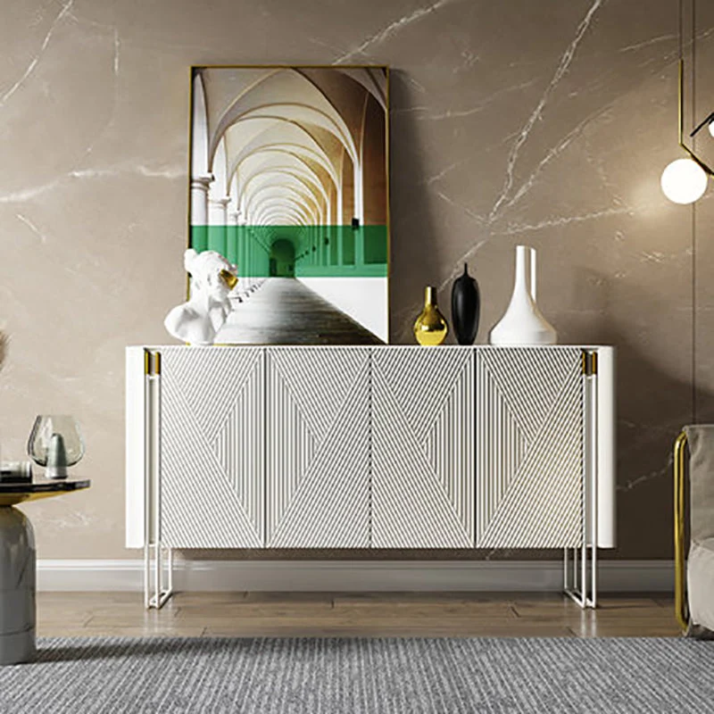 Aparador moderno y contemporáneo de comedor buffet de piedra con gabinetes Clearhalo