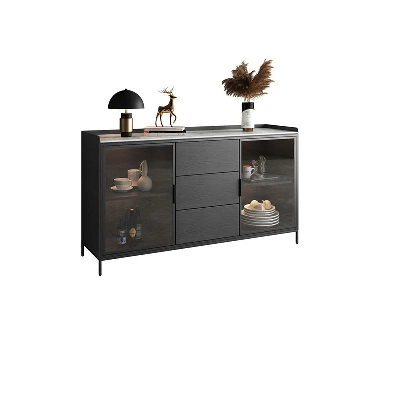 Aparador moderno, gabinetes buffet, mesa buffet con 3 cajones y 2 puertas Gris Clearhalo