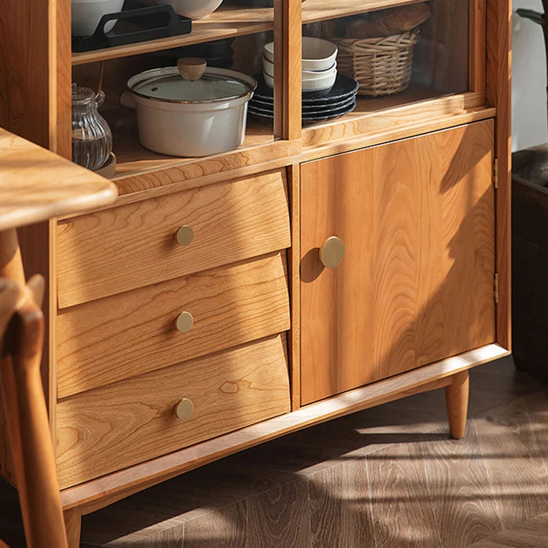Aparador moderno, gabinetes de buffet, puertas de cristal, aparador de buffet 16" W X 39" H Madera Clearhalo