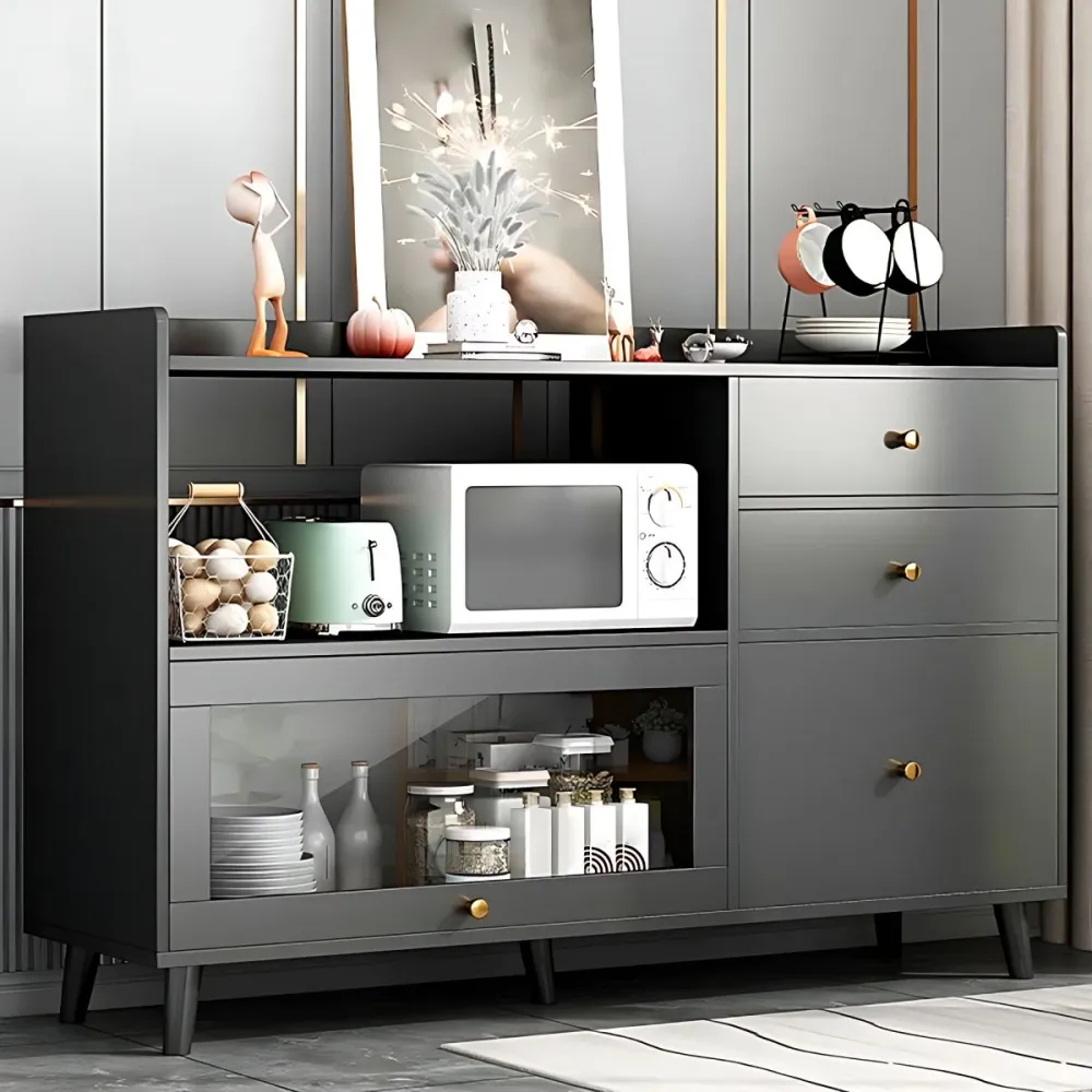 Aparador moderno de madera con puerta y cajón para sala de estar Blanco Clearhalo