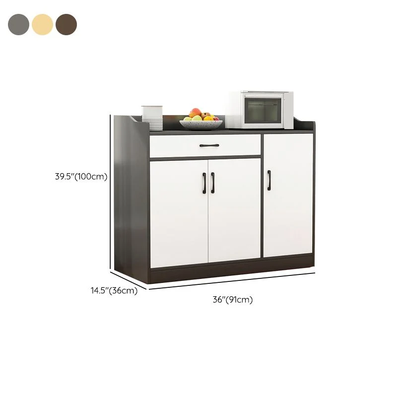 Aparador moderno de madera de ingenierí, mesa de comedor con acabado antiguo y almacenamiento abierto Naturales Clearhalo