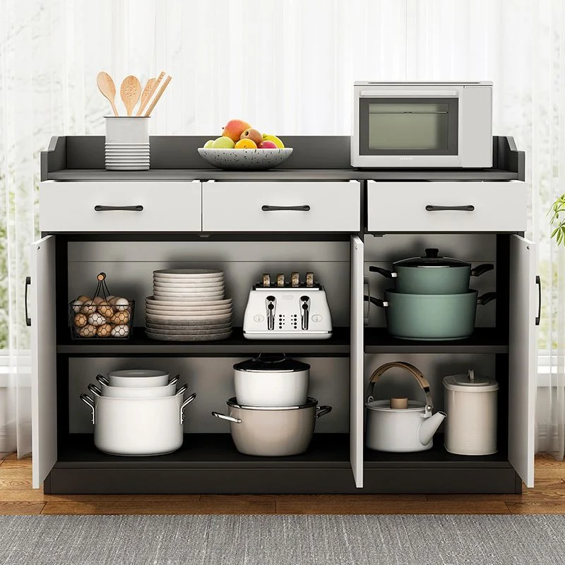 Aparador moderno de madera de ingenierí, mesa de comedor con acabado antiguo y almacenamiento abierto Naturales Clearhalo