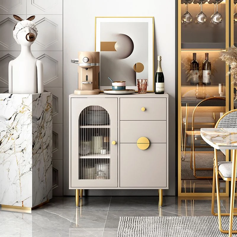 Aparador moderno en madera maciza blanca, aparador de comedor con puertas para sala de estar Blanco Clearhalo