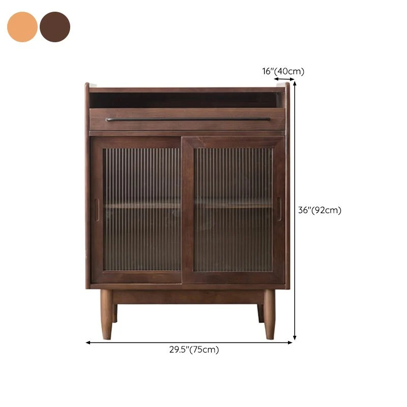 Aparador moderno de madera maciza de pino, aparador de 1 cajón para cocina Nogal Clearhalo