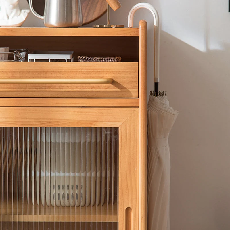 Aparador moderno de madera maciza de pino, aparador de 1 cajón para cocina Nogal Clearhalo