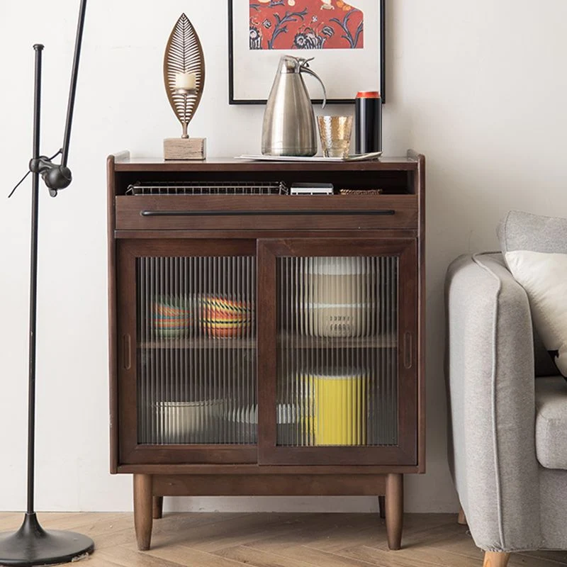 Aparador moderno de madera maciza de pino, aparador de 1 cajón para cocina Nogal Clearhalo