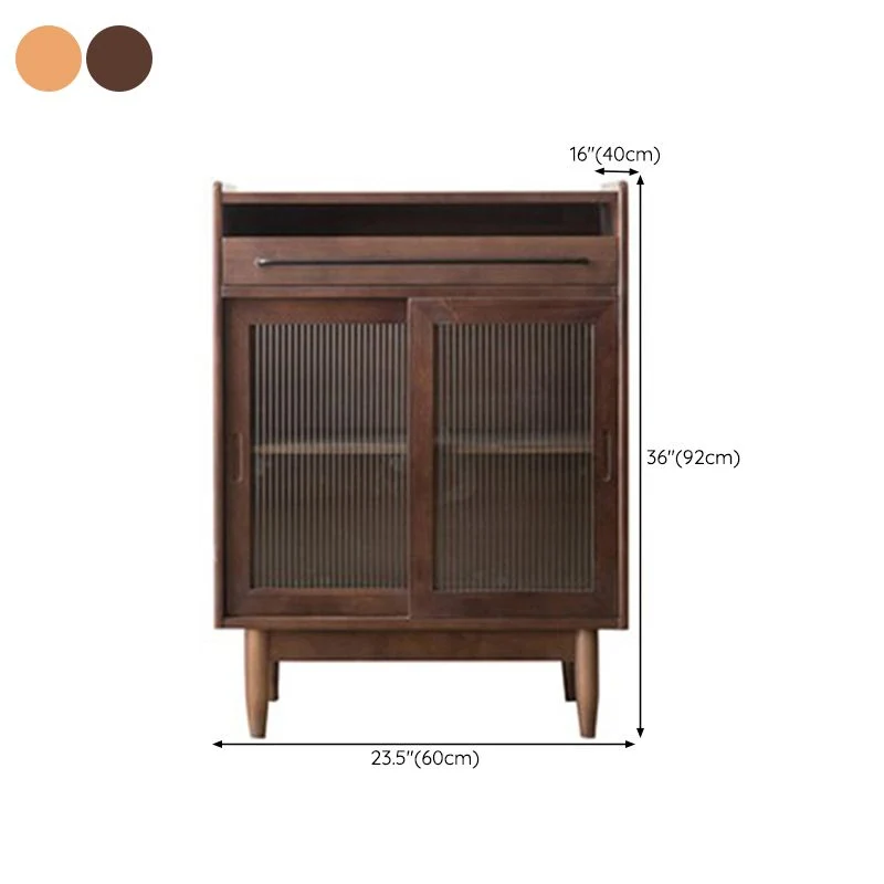 Aparador moderno de madera maciza de pino, aparador de 1 cajón para cocina Nogal Clearhalo