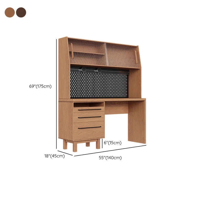 Aparador moderno de madera maciza de pino con cajón para comedor con almacenamiento abierto Nuez Clearhalo