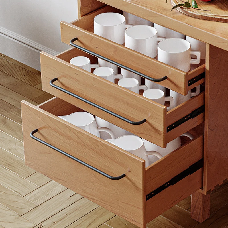 Aparador moderno de madera maciza de pino con cajón para comedor con almacenamiento abierto Nuez Clearhalo