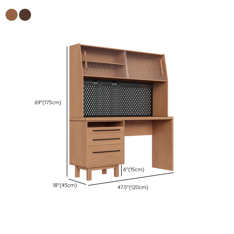 Aparador moderno de madera maciza de pino con cajón para comedor con almacenamiento abierto Nuez Clearhalo