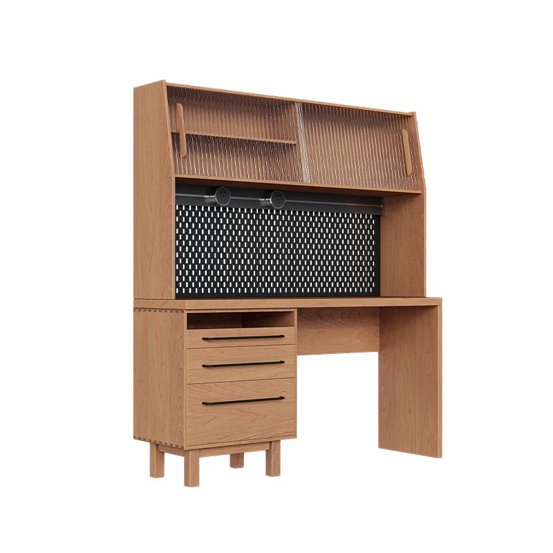 Aparador moderno de madera maciza de pino con cajón para comedor con almacenamiento abierto Nuez Clearhalo
