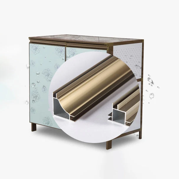 Aparador moderno de metal blanco, puertas de vidrio templado, gabinetes, servidor de comedor para sala de estar Clearhalo
