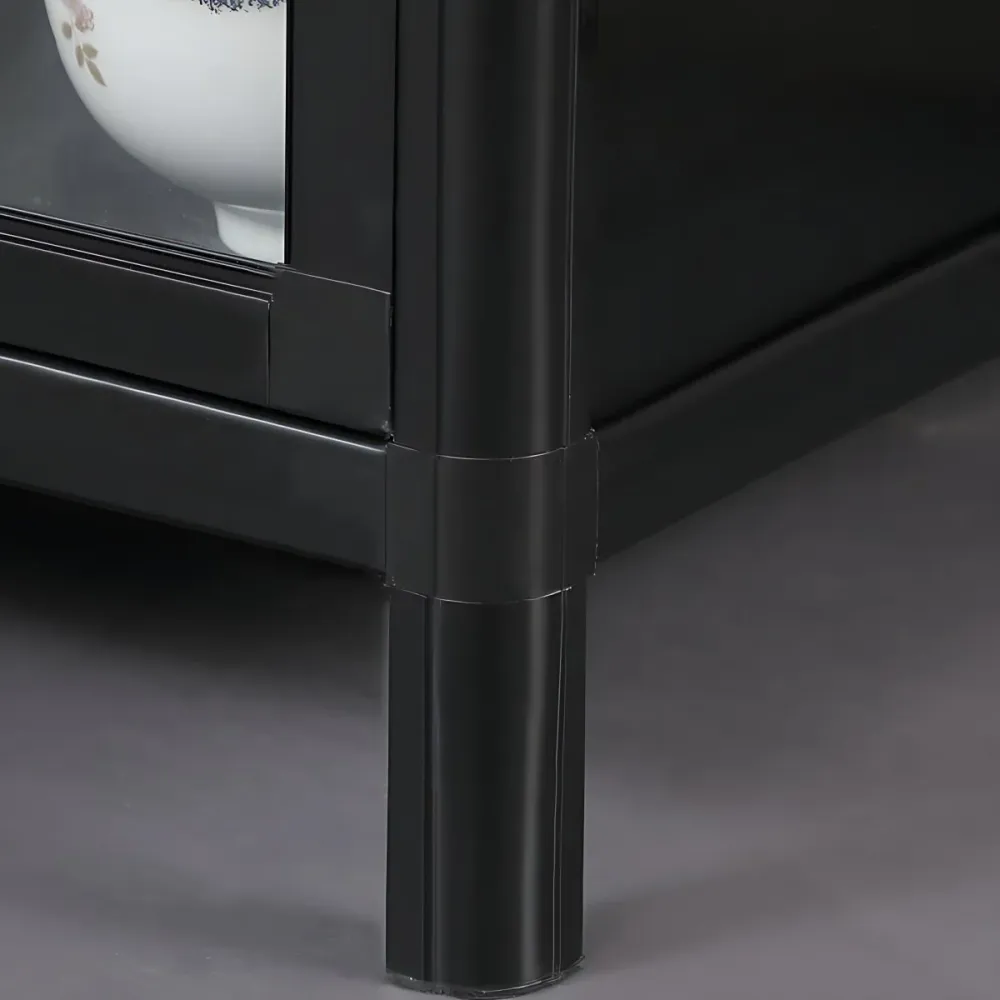 Aparador moderno negro, mesa aparador metálica con espejo para sala de estar Clearhalo