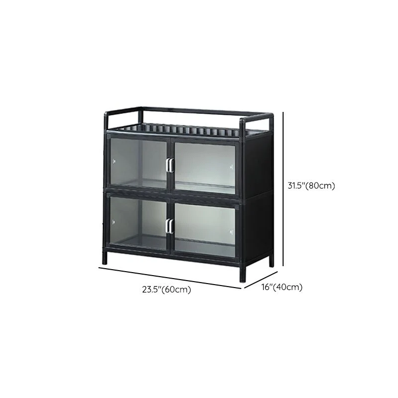 Aparador moderno negro, mesa aparador metálica con espejo para sala de estar Clearhalo