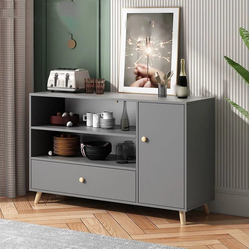 Aparador moderno de 39 pulgadas de largo, servidor buffet de madera de ingenierí con almacenamiento abierto Blanco Clearhalo