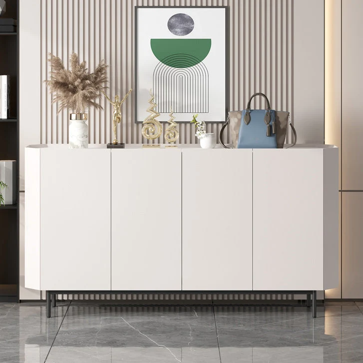 Aparador de piedra con tablero lateral moderno y contemporáneo con gabinetes Blanco Clearhalo
