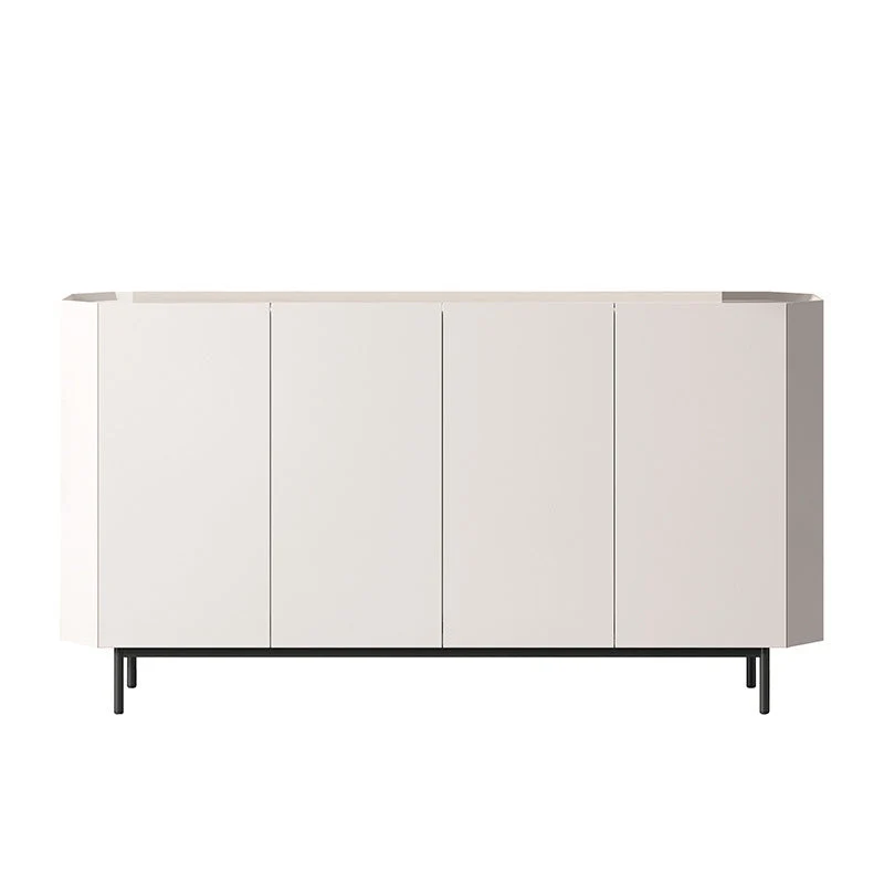 Aparador de piedra con tablero lateral moderno y contemporáneo con gabinetes Blanco Clearhalo