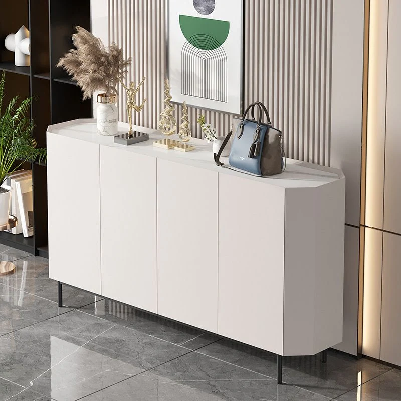 Aparador de piedra con tablero lateral moderno y contemporáneo con gabinetes Blanco Clearhalo