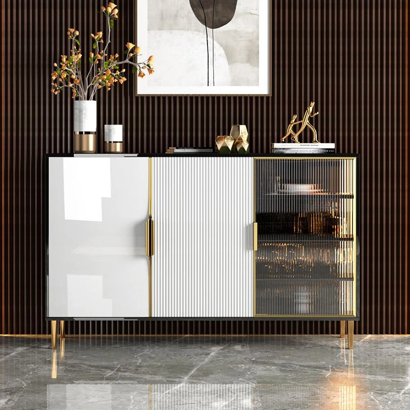 Aparador de piedra contemporáneo, estantes ajustables para comedor, aparador Clearhalo