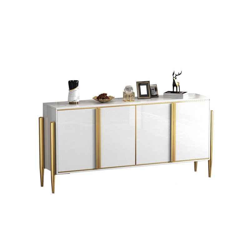 Aparador de piedra sinterizada Glam Style Server con puerta para comedor Blanco Clearhalo