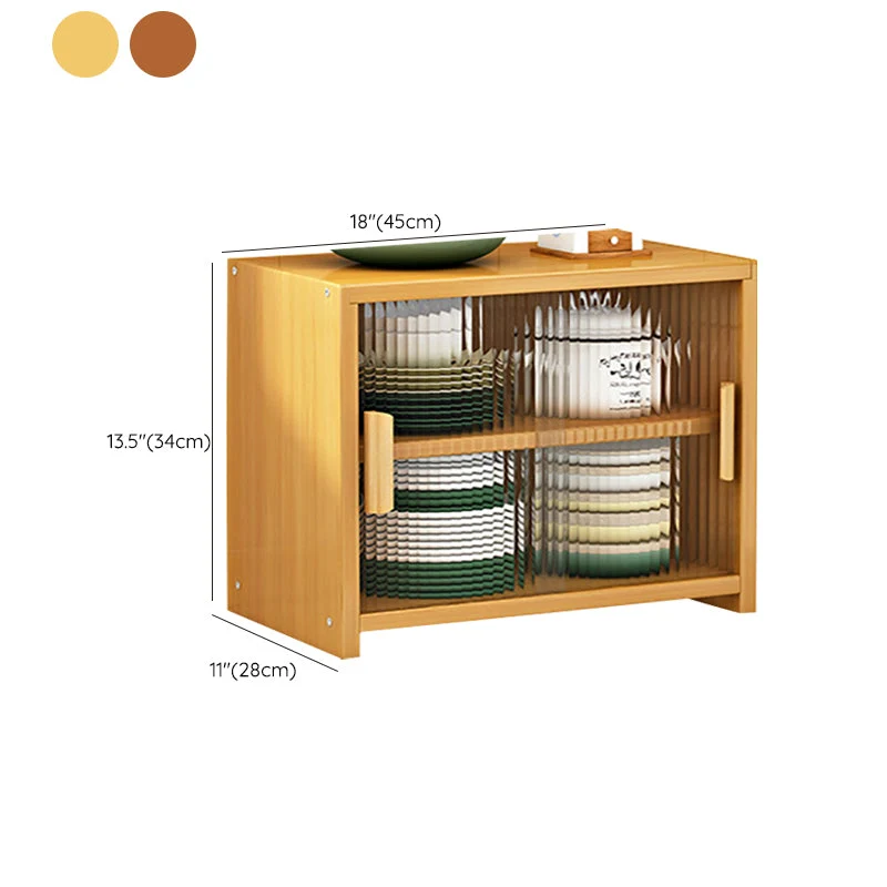 Aparador de puerta de vidrio visible, tablero lateral de bambú para uso en cocina Naturales Clearhalo